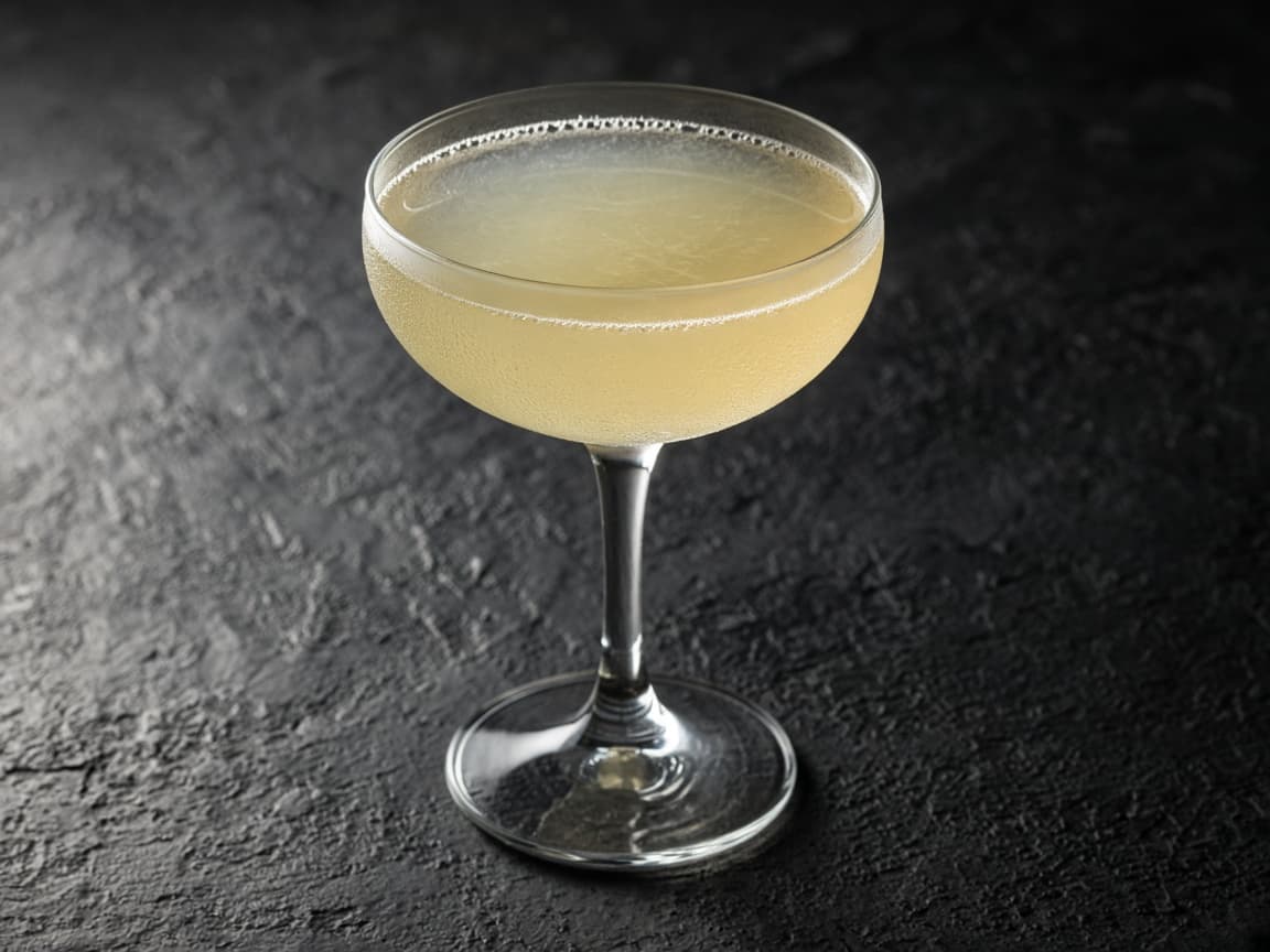 Illustrative Daiquiri: pale rum sour in a stemmed cocktail glass